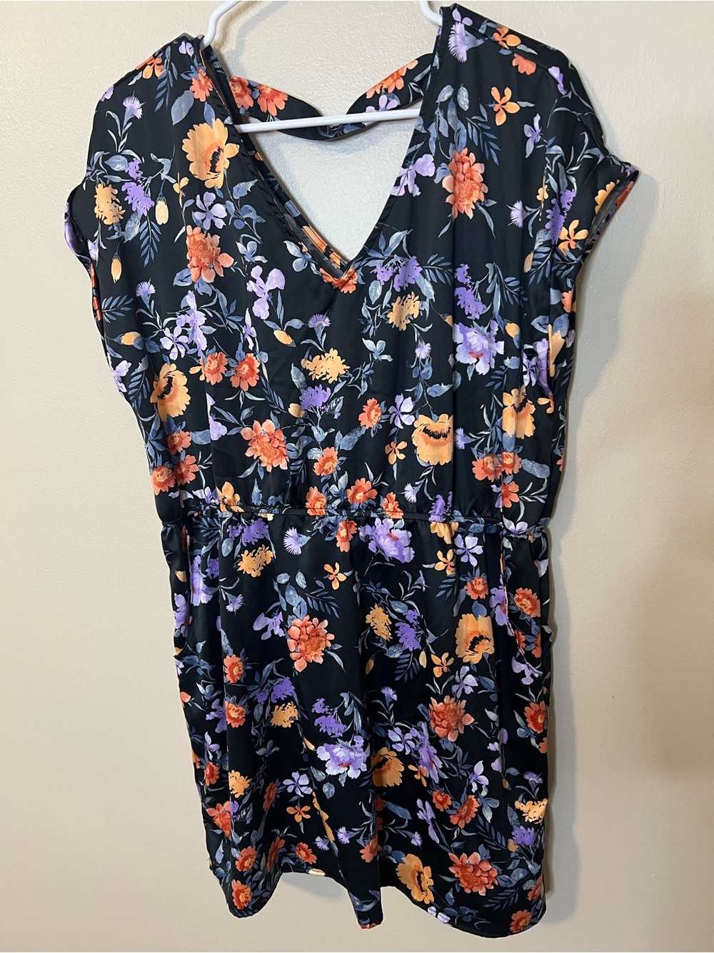 Hippie Rose Black Back Cutout Dress With Multicolored Floral Print (NWT)